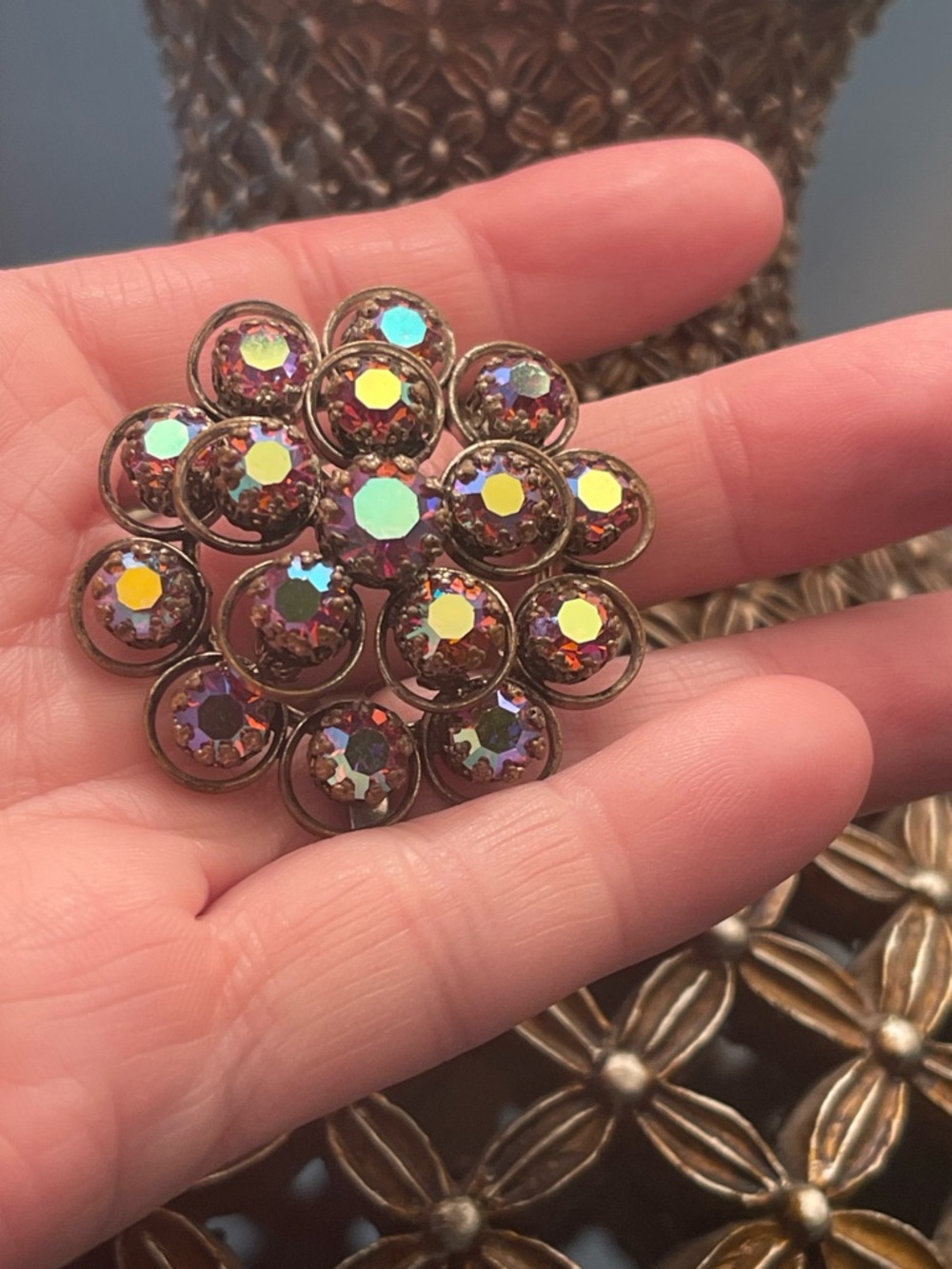 Aurora Crystal Cluster Brooch - Pink Multi